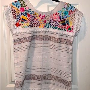 Colorful Mexican Embroidered Blouse